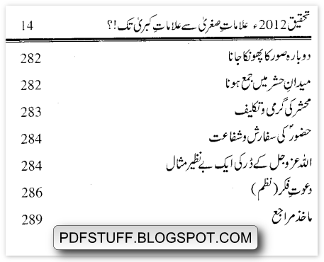 contents of Urdu book December 2012 Qayamat K Qaim Hone Ka Mahina Hai?