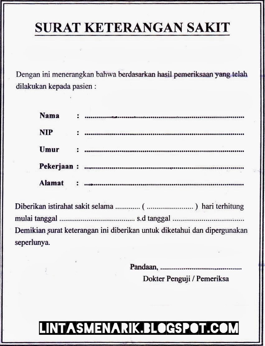 Contoh Surat Keterangan Sakit Dari Puskesmas images