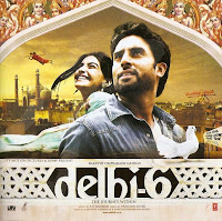 picture of abhishek bachchan sonam kapoor and pigeon masakali in mughal architecture building from movie poster of delhi 6