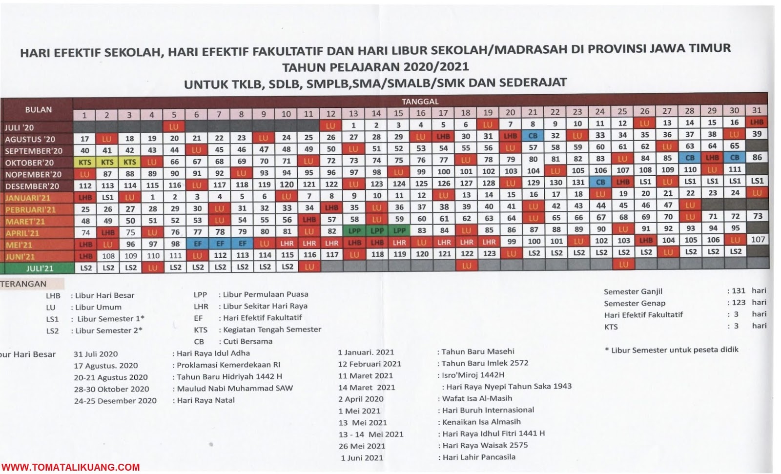 Download Kalender Pendidikan 2020/2021 Jawa Timur PDF (Semua Jenjang