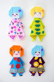 How to fold Easy, Cute, and Fun Origami Paper Doll Finger Puppets with Kids- Perfect Spring Craft!