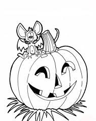 Calabaza de Halloween con Murciélago para colorear