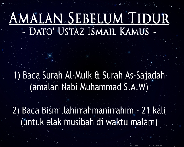 Jadual kehidupan harian yang di susun oleh Allahyarham Ustaz Ismail Kamus.