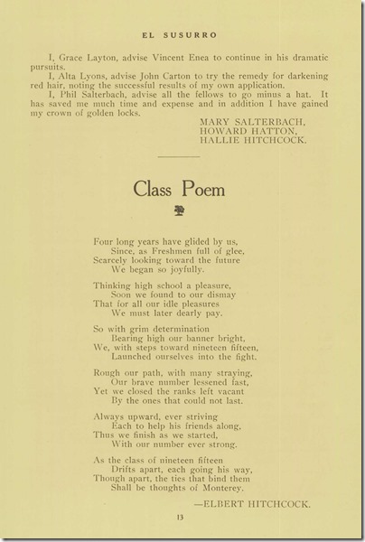 Senior Advice page 2 Class Poem