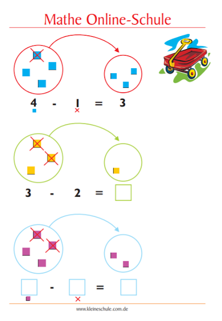 Matheaufgaben für 1. Klasse Grundschule Subtraktion