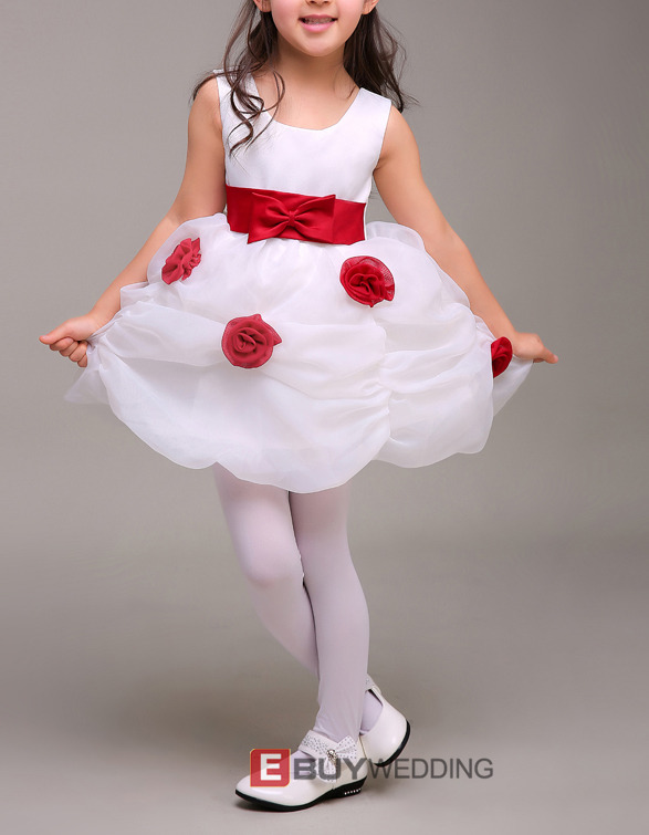 Adorable Pick-Up Skirt Flower Girl Dresses with Belts and Flowers