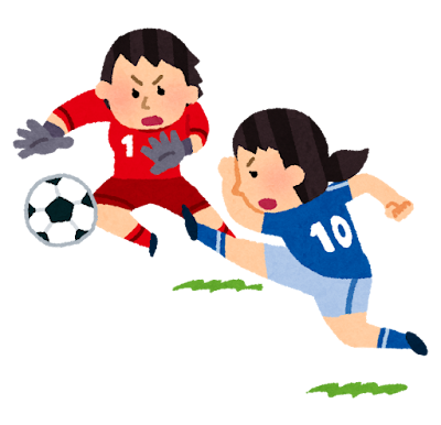 ゴールへのシュートのイラスト（女子サッカー）