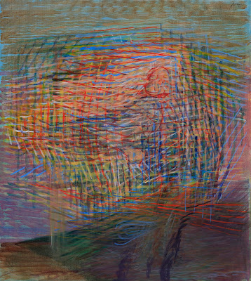 Crepúsculo (2019, temple sobre tela, 100 × 90 cm, serie Flujo Mundo)