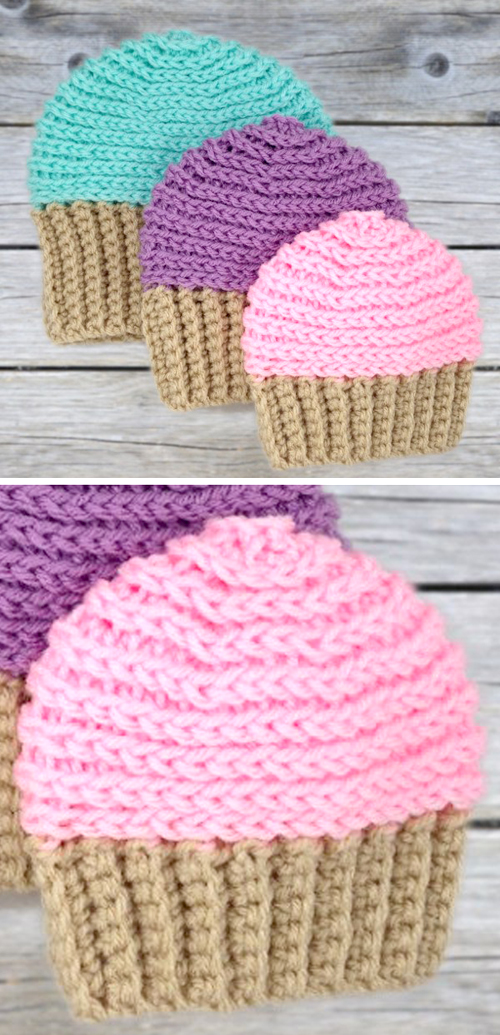 Cupcake Beanie Hat - Free Crochet Pattern 