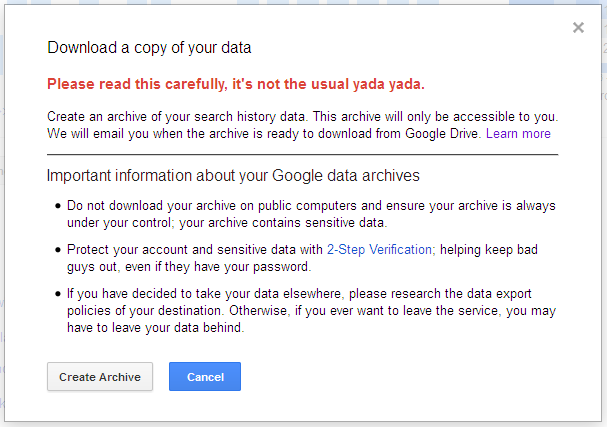 Download a copy of your data