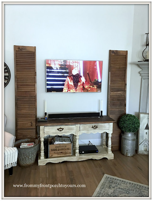 French Farmhouse living Room-Vintage Shutters-From MY Front Porch To Yours