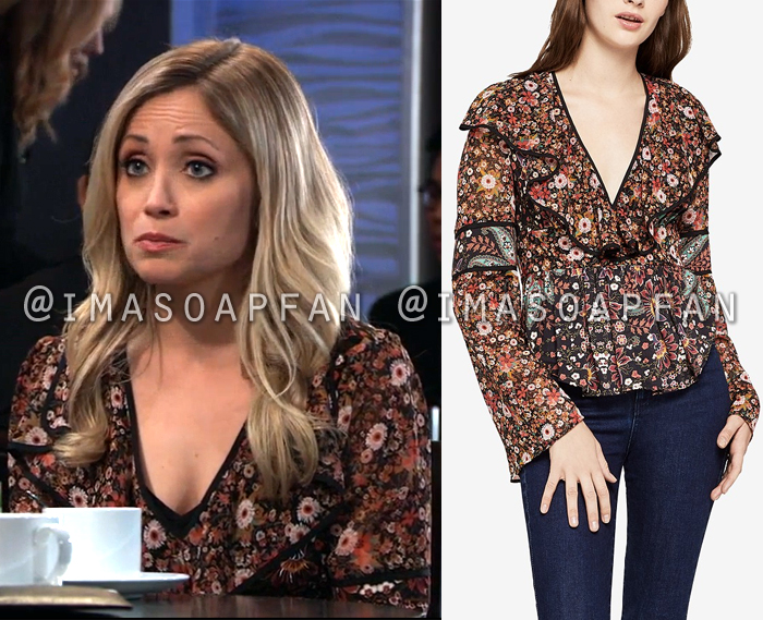 Lulu Spencer Falconeri, Emme Rylan, Multicolored Floral Print Peplum Blouse, General Hospital, GH