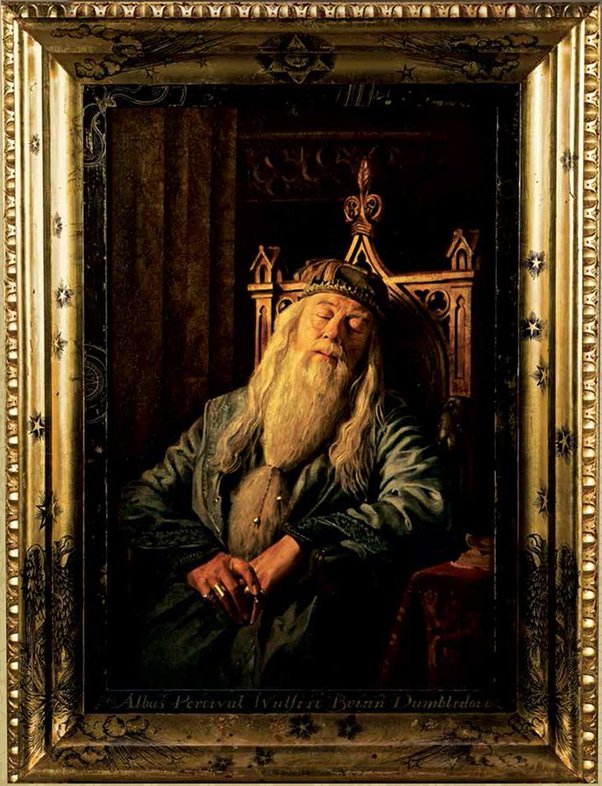 Showing sleeping Dumbledore in the portrait.