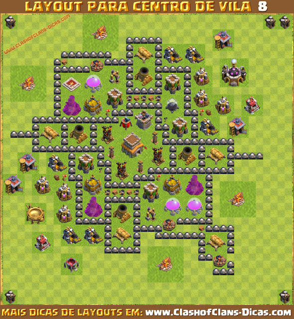 Layout para Centro de Vila 8 em Clash of Clans - TH8