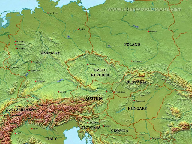 Physical Map Of Central Europe