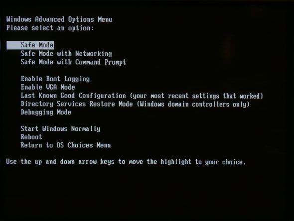 How to boot up in safe mode