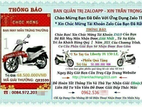 Trúng thưởng trên zalo