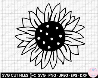 sunflower clipart black and white