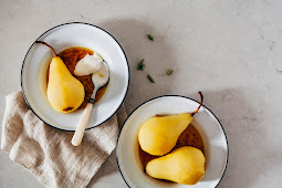 Saffron and Cardamom Poached Pears