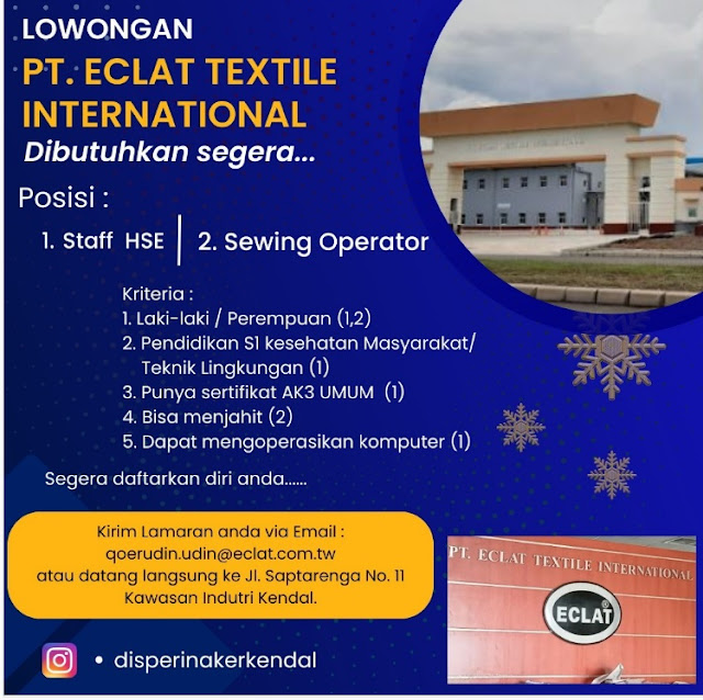 PT Eclat Textile International buka  Lowongan Kerja  Cek Cara Daftarnya