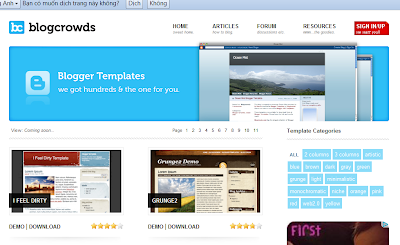 Các trang cung cấp mẫu Templates miễn phí cho Blogspot