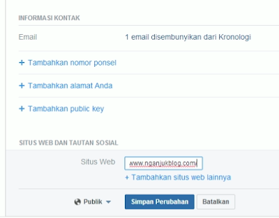 menambahkan situs web di profil FB ( backlink profil). www.nganjukblog.com