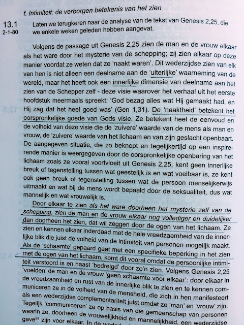 Bladzijde uit de Theologie van het Lichaam, door paus Johannes Paulus II