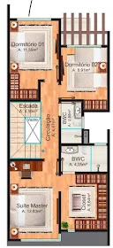 PLANO DECASA DUPLEX DE 108 M2