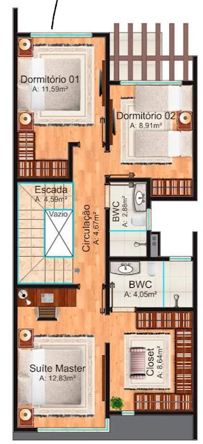 PLANO DECASA DUPLEX DE 108 M2