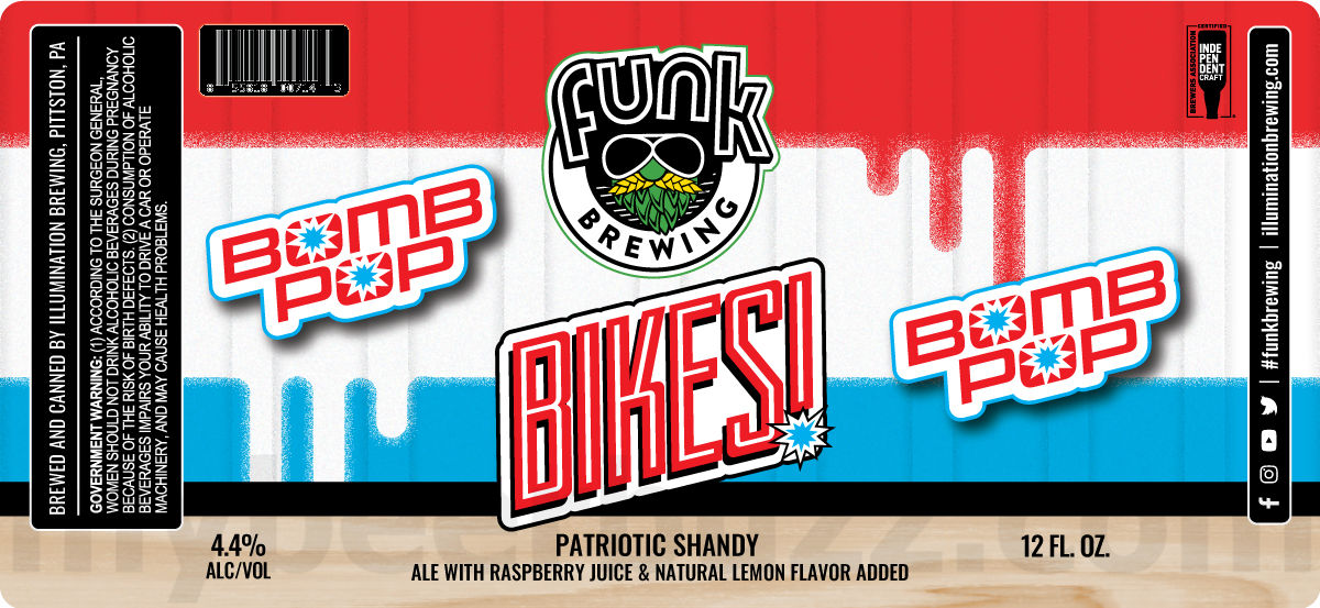 Funk Brewing Adding Bikes! Peach Shandy, Grape Shandy, Lemon Shandy & Patriotic Shandy