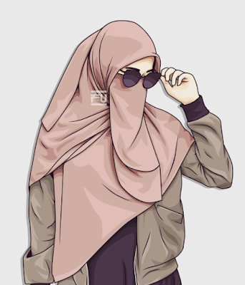 20 Gambar Kartun  Muslimah Bercadar Kacamata Gani Gambar