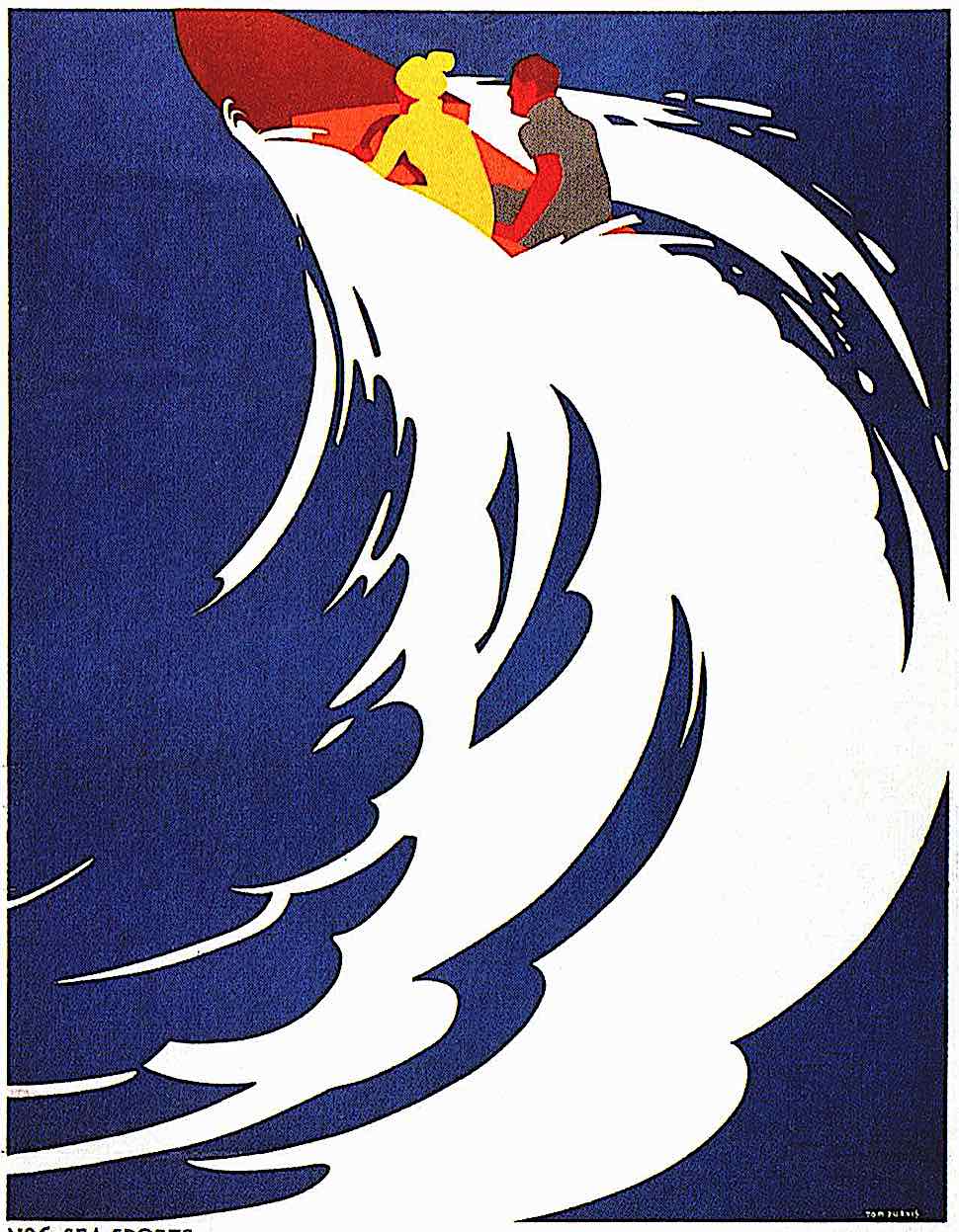 a Tom Purvis 1931 poster illustration of a powerboat