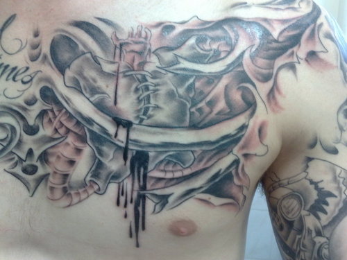 Chest Tattoo Biomechanical Tattoo biomechanical tattoo flash