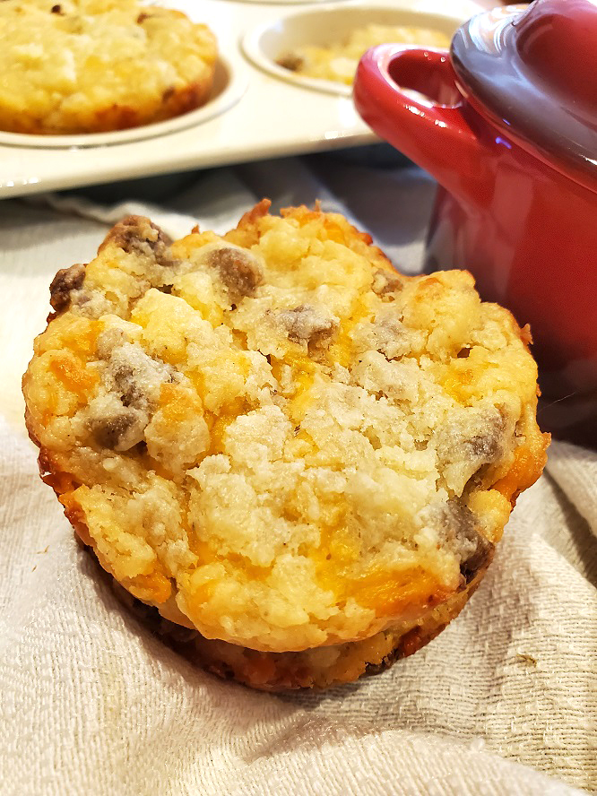 these are biscuits loaded with pork breakfast sausage and extra sharp shredded cheddar cheese