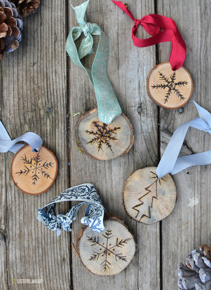 Wood burned Christmas ornament