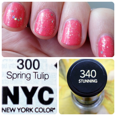 NYC Nail Polish in 300 Spring Tulip & Revlon Nail Enamel in 340 Stunning