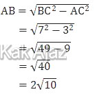 Menentukan panjang dengan rumus Pythagoras, dengan AC=2 dan BC=7