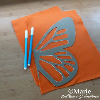 Orange craft felt sheets with template and water soluble fabric marker pens