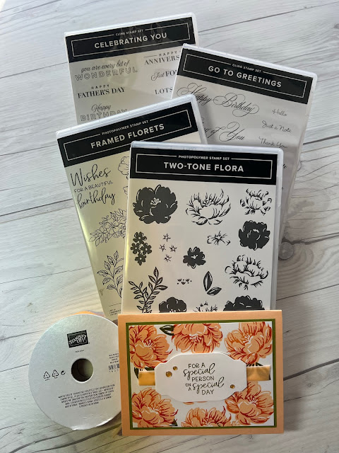 Stampin' Up! stamp sets used to create floral greeting card