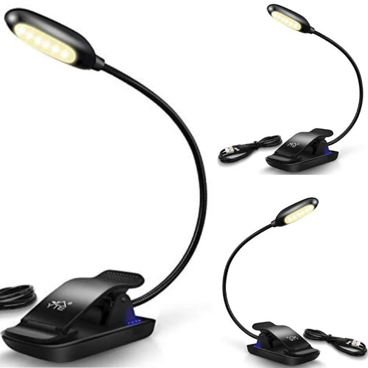 YTE LED Lights: Rechargeable Clip-On Desk Reading Lamp - Bendable Table Nightlight