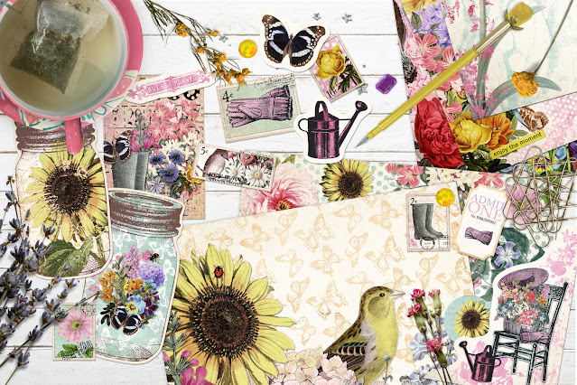 Grandma's Garden Junk Journal Kit and Ephemera