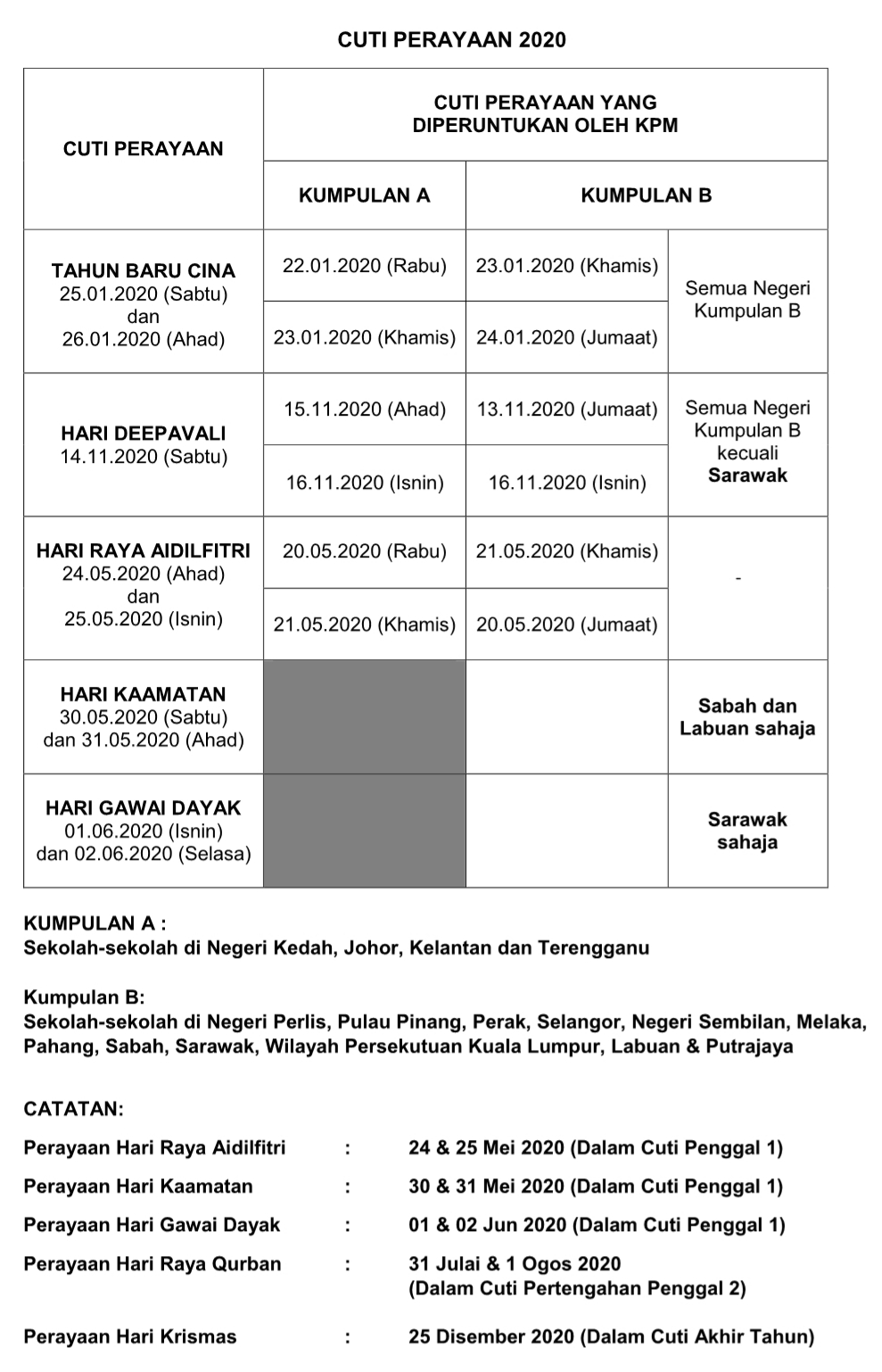 Kalender Cuti Umum Dan Cuti Sekolah Tahun 2021 Infosemasa 2021