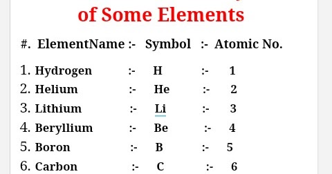 Download Atomic Numbers And Symbols of Some Elements ~ ZkEduFacts