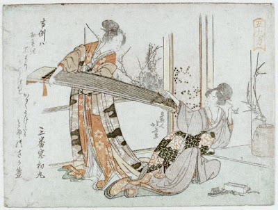 Ukiyo-e. Träsnitt. Koto. Hokusai.