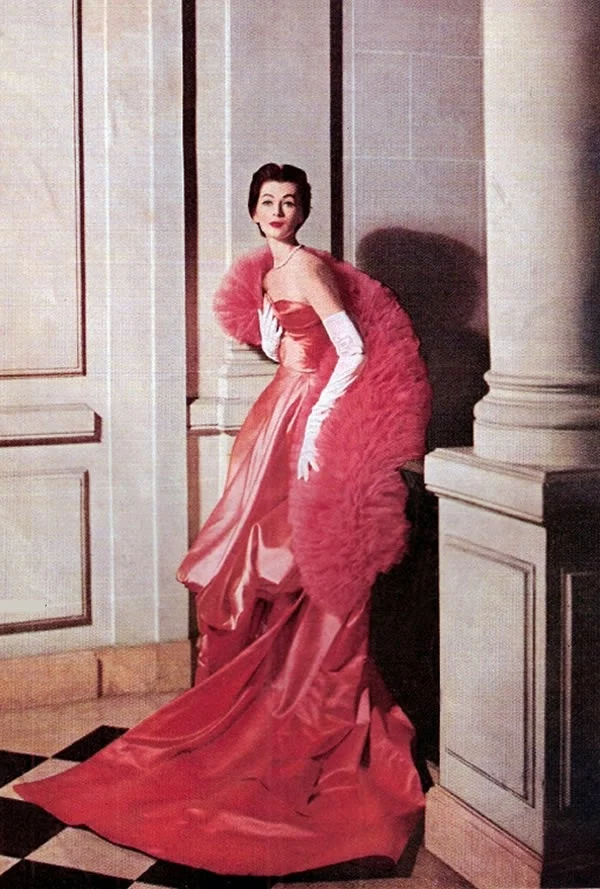 Vintage red gown in 1953