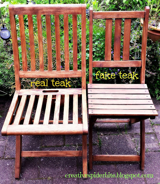 comparison between real teak chair and cheap wooden chair made look like a teak chair