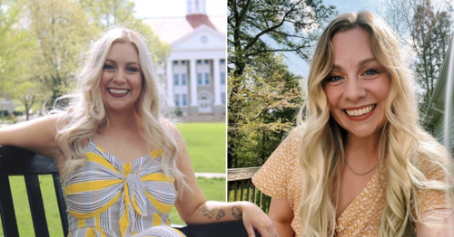 First-grade teacher Abby Zwerner, seen in the left photo on the campus of her alma mater, James Madison University