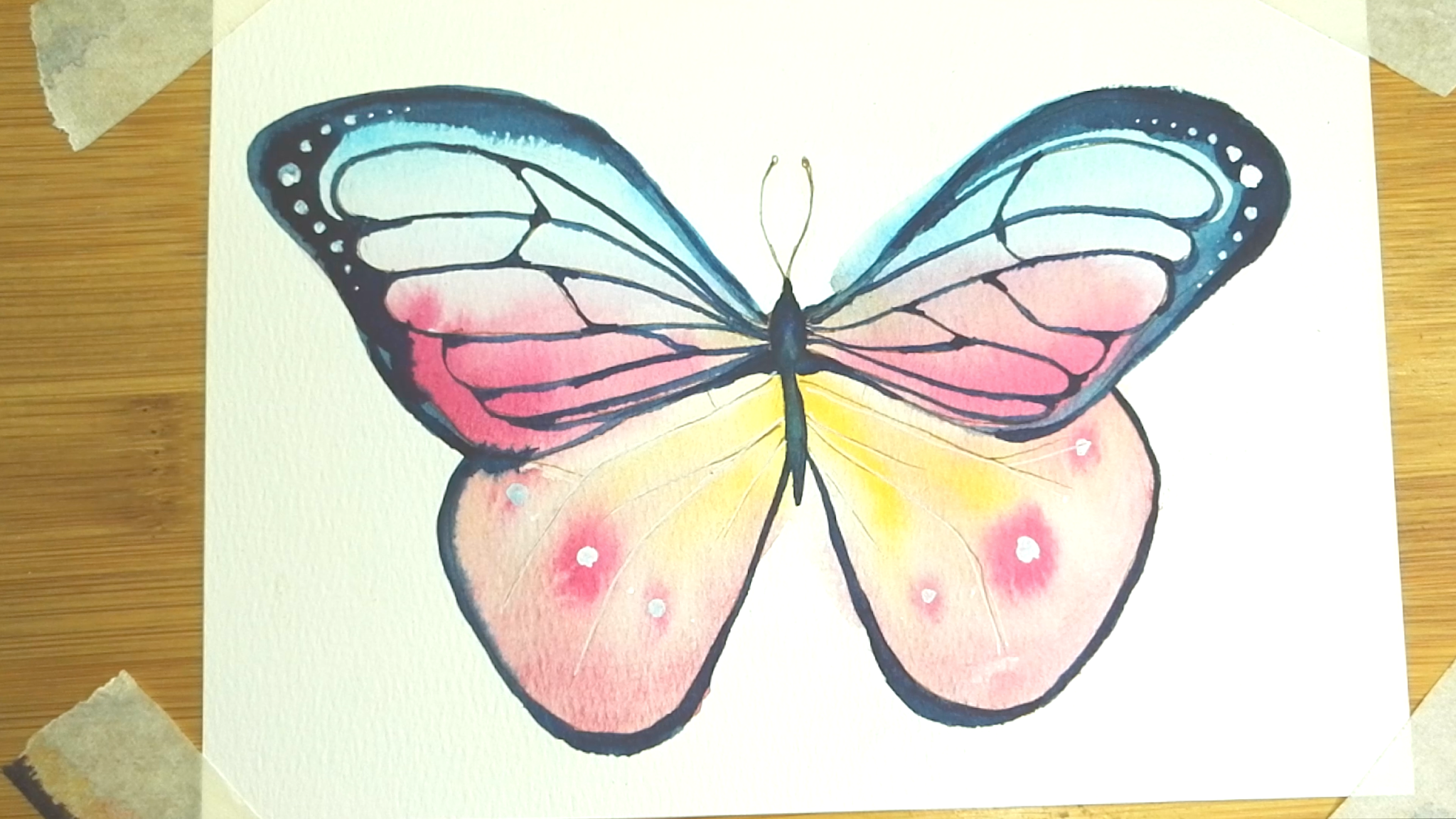 How to draw Watercolor butterfly step by step tutorial easy