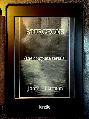 The ebook version of  STURGEONS the complete serials, by john L. Harmon on a Kindle device.