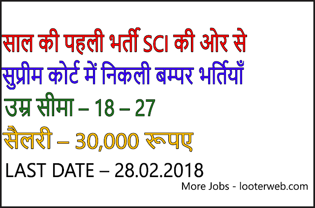 Supreme Court Of India Recruitment Of Clerk 2018, Apply Now